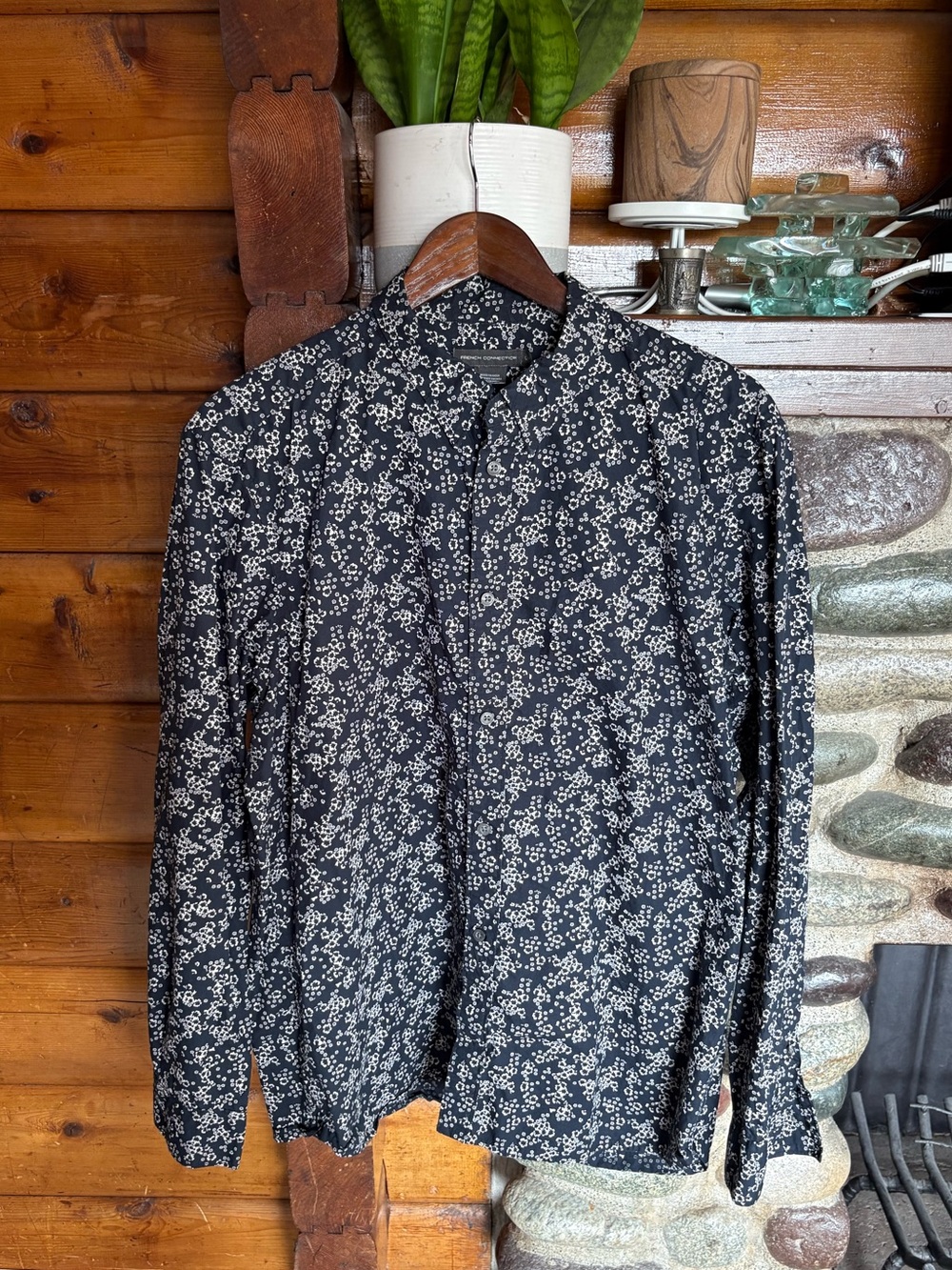 French Connection Dark Academia Floral Button Up | Parisian Cool Guy Shirt